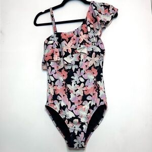 Time & Tru Floral One Piece Swimsuit, size M